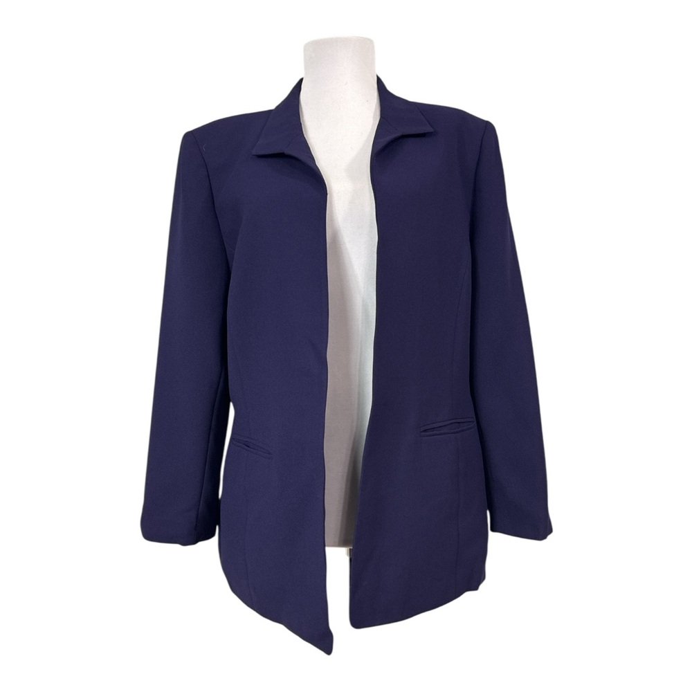 Kasper Women's Petite 16 16P Suit Blazer Jacket Solid Purple Lined Long Sleeves
